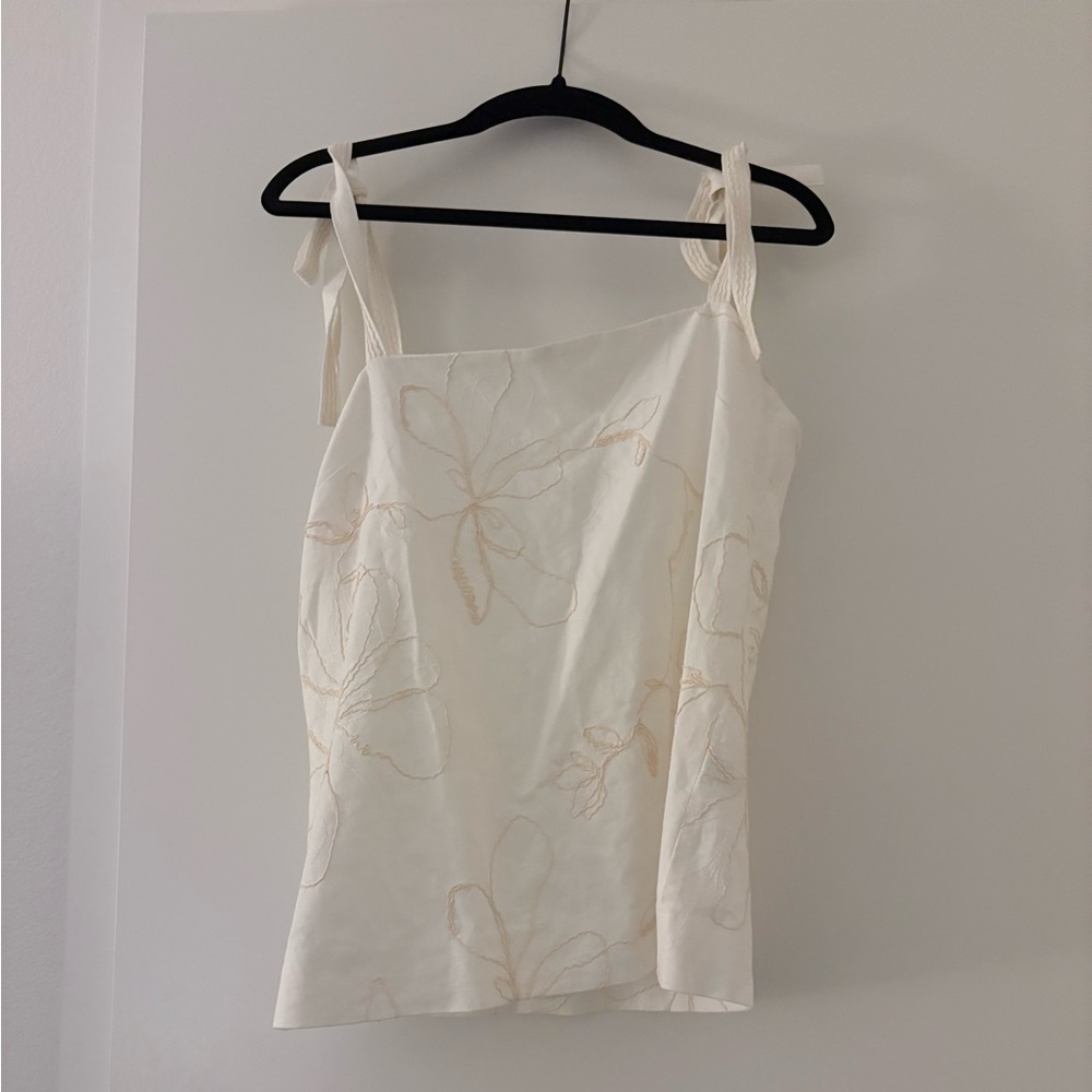 Zara linen embroidered top